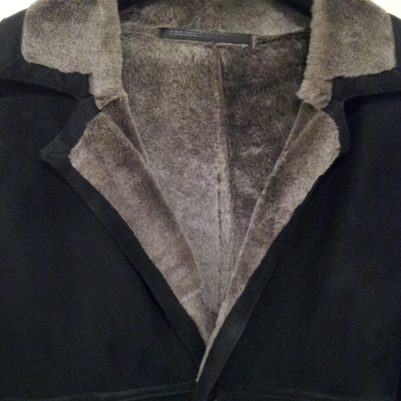 Rafel NY Shearling Fur Lamb Leather Car Coat Sz 44 - Picture 8 of 8